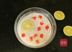 Cool watermelon lemon sago sauce Illustration of practice 12