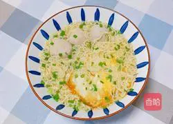 Illustration of how to make instant noodles with egg and meatballs 8
