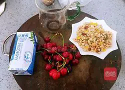 Illustration of how to make cherry oatmeal yogurt cups 1