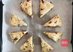 Illustration of how to make chia seed and red date scone 14