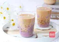 Illustration of how to make taro mud Bobo milk tea 12