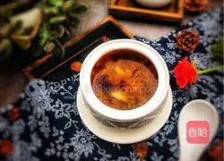 Illustration of how to make peach gum, soap locust, lily, tremella and red dates soup 8