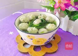 Illustration of water spinach and dumpling soup 13