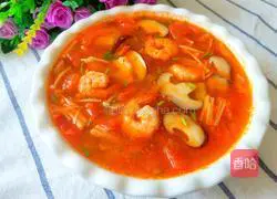 Illustration of how to make shrimp and mushroom soup with tomato sauce 19