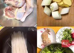 Illustration of how to make cold shredded chicken rice noodles 1