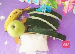 Illustration of how to make banana, apple and winter melon peel 1