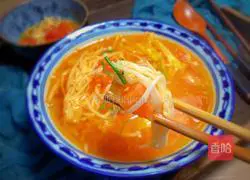 Enoki Mushroom Tomato Egg Soup Recipe Illustration 14