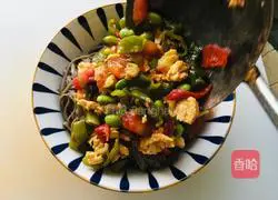 Illustration of how to make tomato and egg soba noodles 14