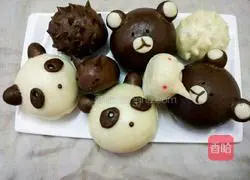 Illustration of how to make cartoon cocoa steamed buns 23