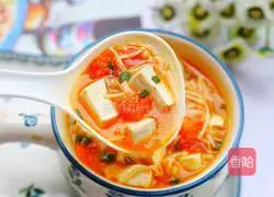 Illustration of how to make tomato, mushroom and tofu soup 15