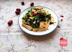 Illustration of how to make yuba and spinach with soy sauce 11