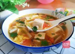 Illustration of Tomato, Tofu and Mushroom Soup 16