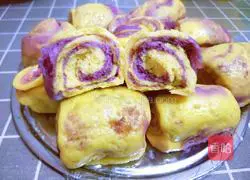 Pumpkin and Purple Sweet Potato Rolls Recipe Illustration 6