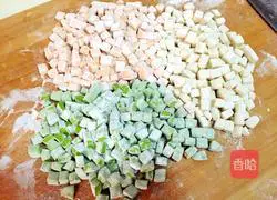 Illustration of how to make three-color mochi 5