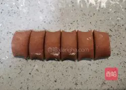 Illustration of how to cut steamed buns with cocoa powder knife 11