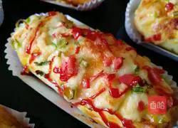 Illustration of how to make seaweed and meat floss bread 24