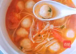 Illustration of tomato and chicken breast meatball soup 9