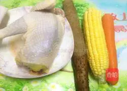 Illustration of how to make corn, yam and chicken soup 1