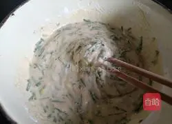 Chives Pancakes - Illustration of how to make magical flour 5