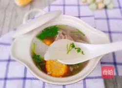 White radish, corn and ribs soup recipe 13