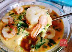 Illustration of how to make spinach and shrimp custard 15