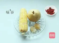 Illustration of how to make sweet corn, pear and syrup 1