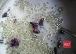 Illustration of how to make purple sweet potato and sago 16