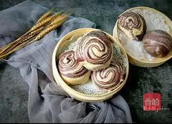 Double color Illustration of how to make annual ring steamed buns 17