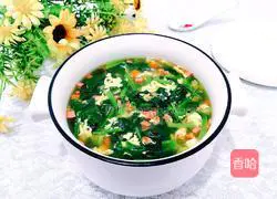 Illustration of how to make spinach, ham and egg soup 15