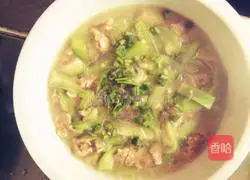 Illustration of how to make loofah, vermicelli and meat slices soup 14