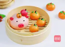 Illustration of how to make Jixiang Ruyi Piggy Buns 16