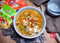 Pork slices in sour soup Illustration of practice 18