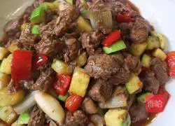 Illustration of how to make zucchini and black pepper beef cubes 10