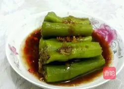 Illustration of how to make green pepper stuffed meat 8