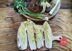 Illustration of how to cook pork ribs, taro and baby cabbage soup 15