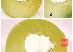 Illustration of how to make matcha mango pancake 15