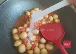 Illustration of how to make tiger skin quail eggs with tomato sauce 11