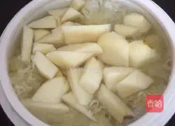 Illustration of how to make white fungus and pear syrup 3