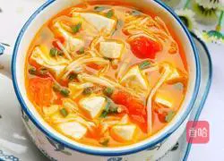 Illustration of how to make tomato, mushroom and tofu soup 12