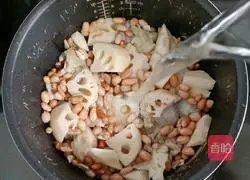 Illustration of how to make scallop, lotus root, peanut and pork bone soup 10