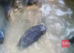 Illustration of how to make black bean, peach kernel and black-bone chicken soup 2