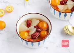 Illustration of how to make rock sugar, snow pear and kumquat drink 8