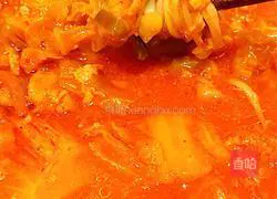 Illustration of Korean spicy cabbage and fat beef soup pot 11