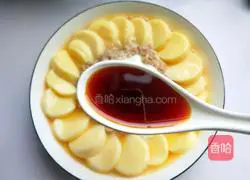 Illustration of how to make minced meat, steamed eggs and tofu 9