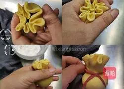 Illustration of how to make money bag bean paste buns 8