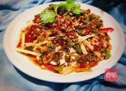 Sichuan - Illustration of how to make shredded pepper and chicken 16