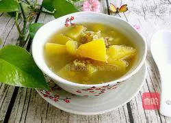 Pumpkin Illustration of how to make mung bean soup 6