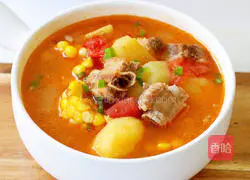 Illustration of Tomato, Corn, Potato and Spare Ribs Soup 17