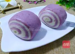 Illustration of how to cut purple sweet potato into steamed buns 21