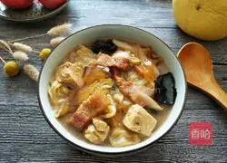 Illustration of how to make cabbage, pork belly and frozen tofu stew 19